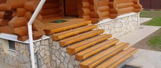 Бетонные лестницы с деревянными ступенями