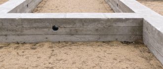 Part of the strip foundation when building a house